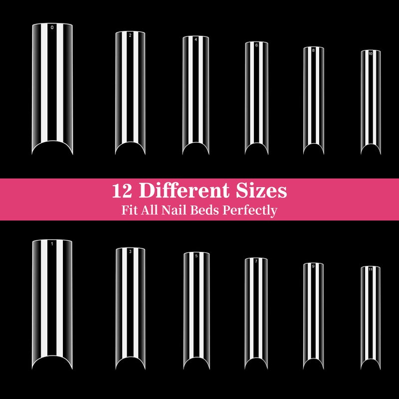 RAQEHO 240PCS Nail Tips - 12 Sizes C Curved Long Square, 2XL Extra Long Fake Nails, Clear Press On NailTips, Half Cover Tips Stuff for NailExtensions, XXL Long NailsSupplies for Nail Salon Home DIY - Image 3